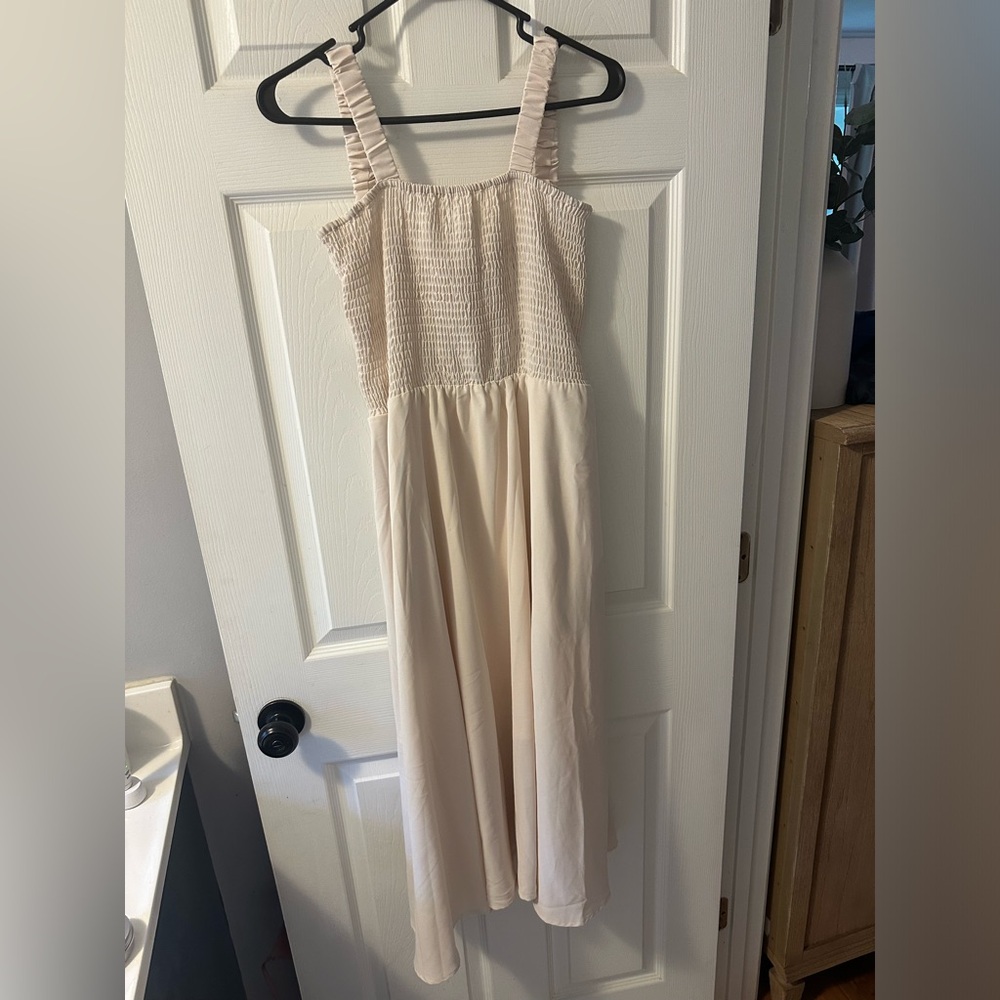 Cream strappy back midi dress